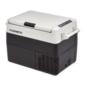 Closed lid view of the Dometic CFF 45 Portable electric chilly bin that holds 62 cans
