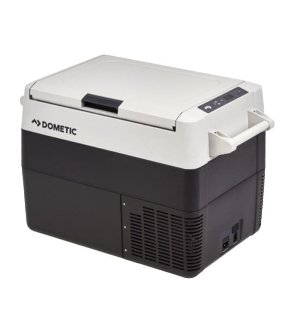 Closed lid view of the Dometic CFF 45 Portable electric chilly bin that holds 62 cans