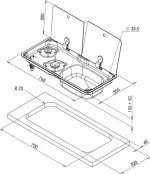 CAN 2 Burner Gas Hob & RH Sink Combo - With Mixer Diamentions
