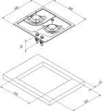 CAN 2 Burner Gas Hob Stainless Steel Diamentions