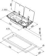 Can sink and two burner hob diamentions