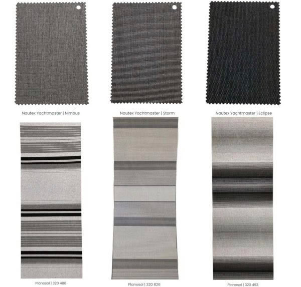 in stock fabric colours for the Cvana range of Caravan awnings